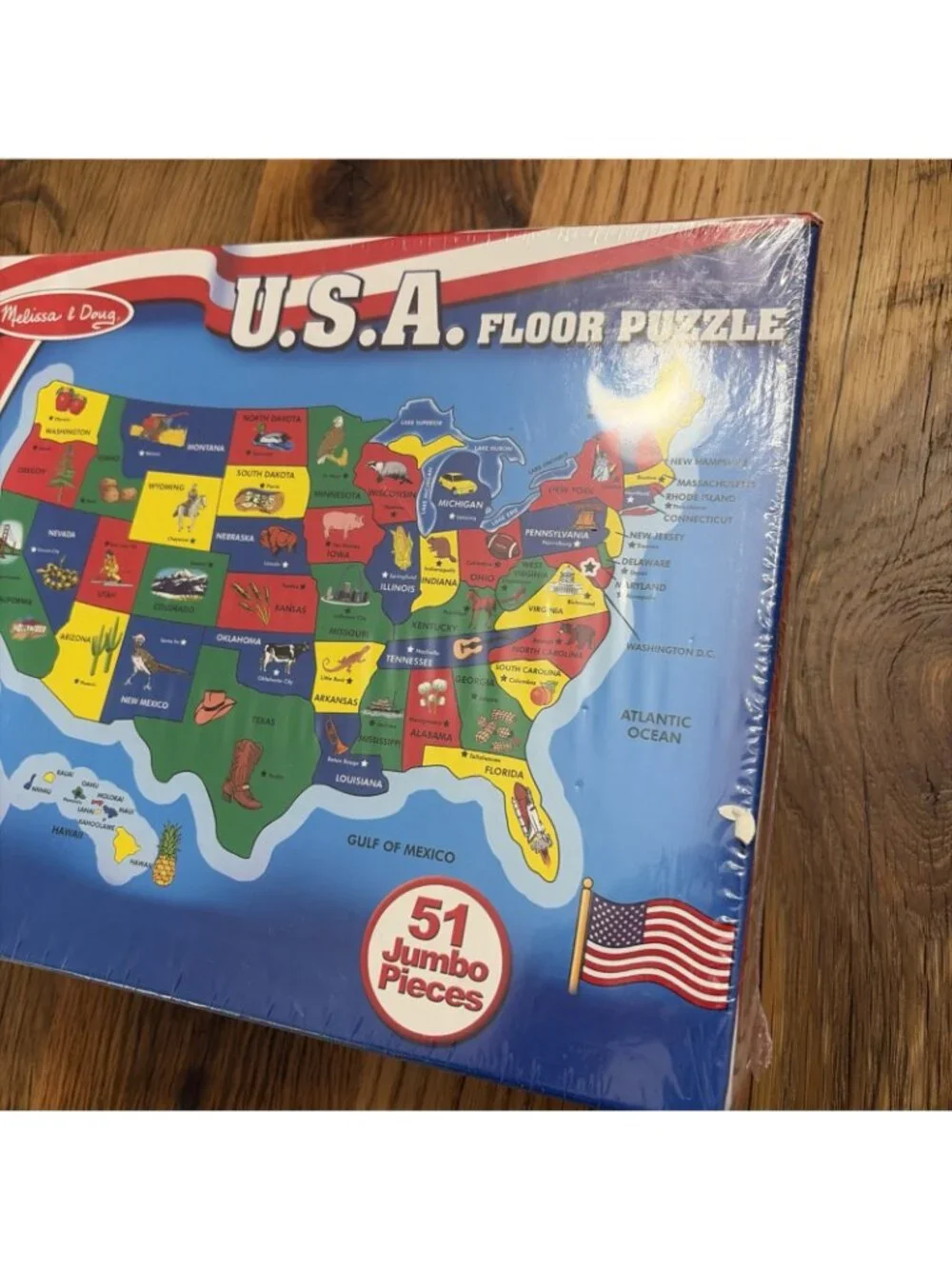 Melissa & Doug USA Map Floor Puzzle 51pcs  Jumbo Sealed